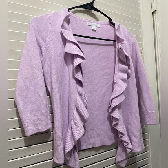 New York Company Women’s Ruffle Detail 3/4 Sleeve Cardigan EUC - Picture 2 of 4